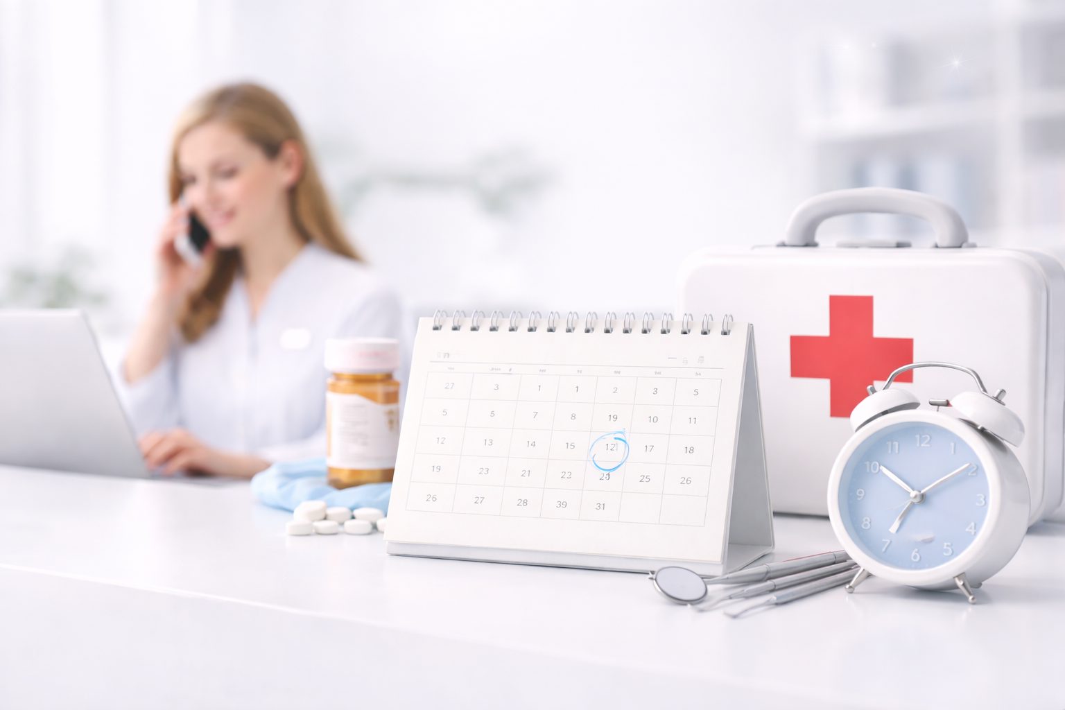 Front desk booking a dental appointment