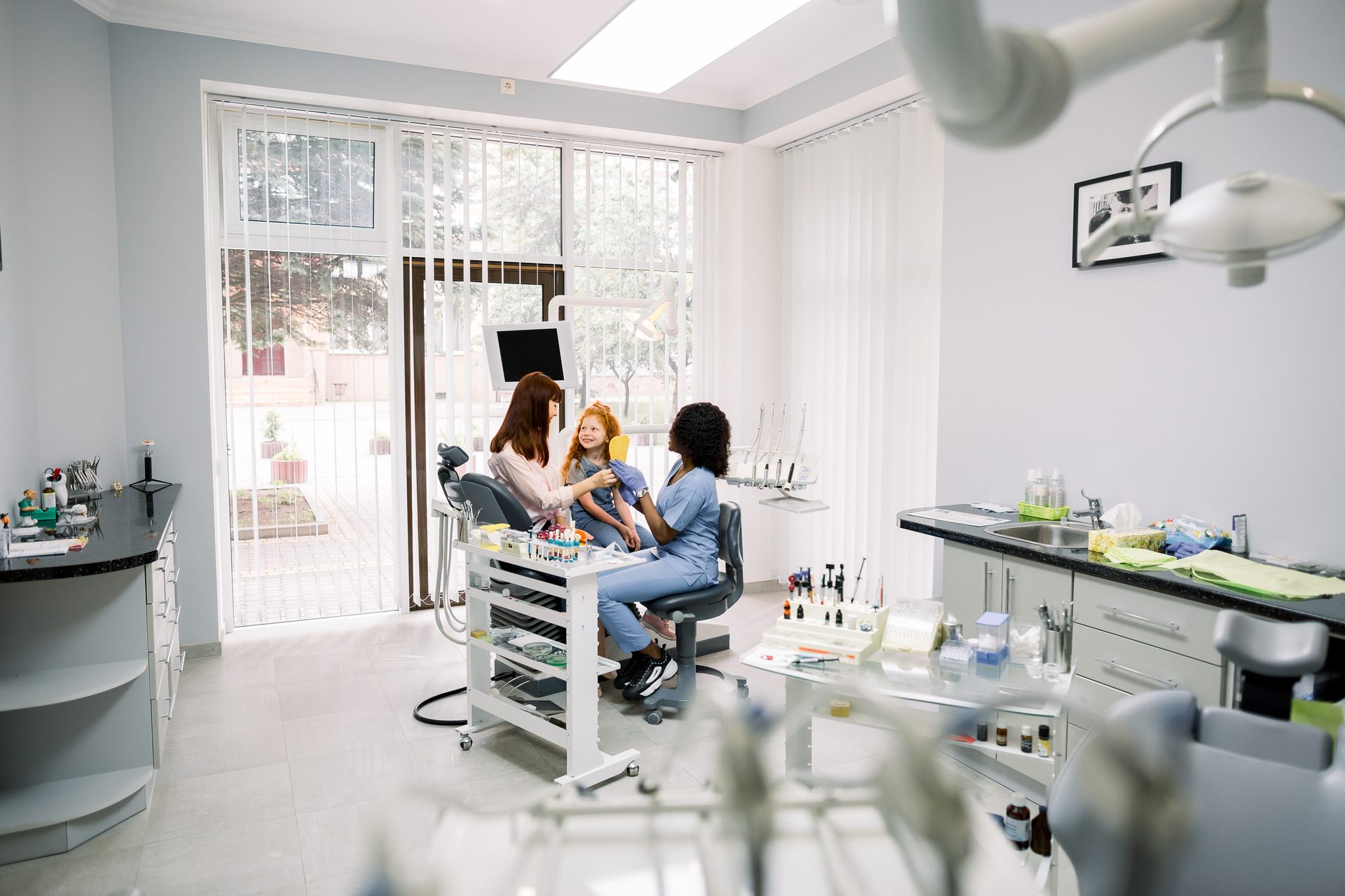 Modern dental treatment room with natural light